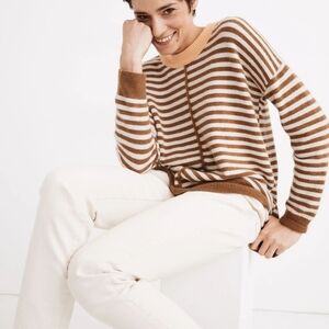 Madewell Stripe-Play Smithe Sweater Size XXS Coziest Yarn Brown White Orange